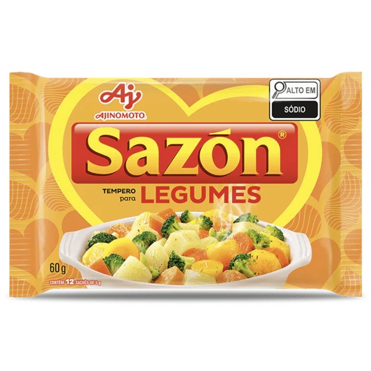 AJINOMOTO, Tempero Sazón Amarelo para Legumes 60g AJINOMOTO, Tempero Sazón Amarelo para Legumes 60g