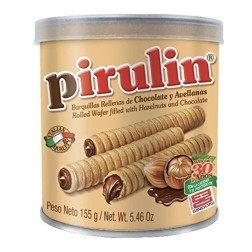 PIRULIN, Barquillas Rellenas de Chocolate y Avellanas 155g