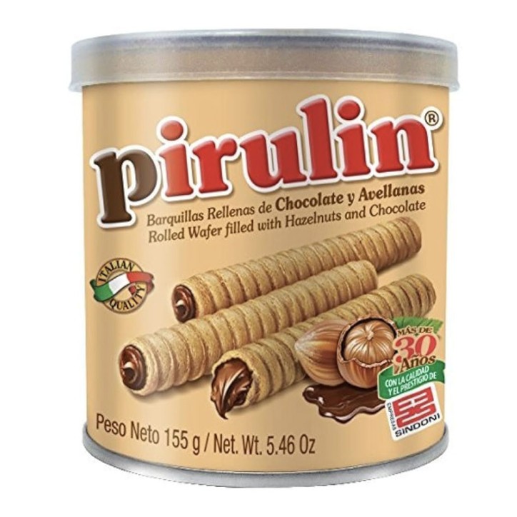 PIRULIN, Barquillas Rellenas de Chocolate y Avellanas 155g
