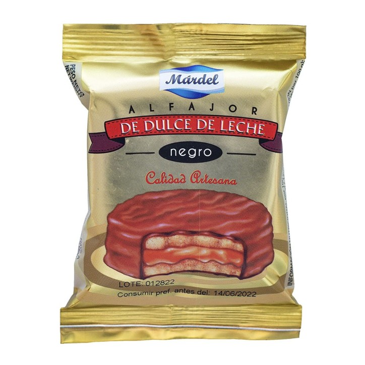 MARDEL, Negro Bisquits Alfajor de Dulce de Leche Negro 150g