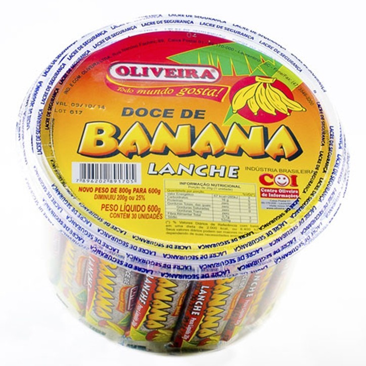 Oliveira, Doce de Banana Lanche , 30 x 20g (600g) Oliveira, Doce de Banana Lanche , 30 x 20g (600g)