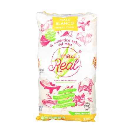 MAZA REAL, Masa de Maíz Blanco Nixtamalizado 1kg