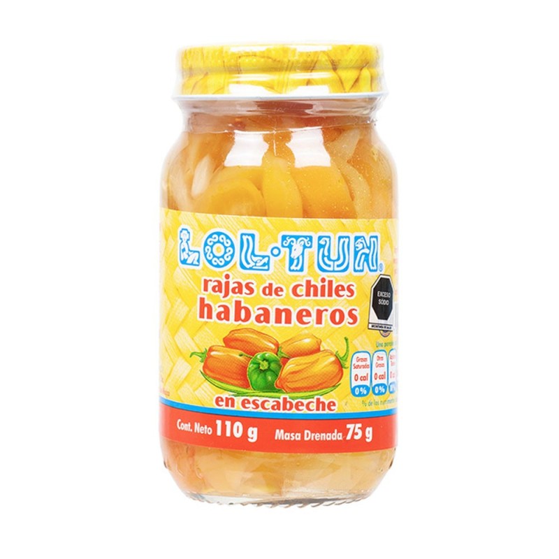 LOL-TUN, Rajas de Chiles Habaneros 110g  - Abtropfgewicht 75g