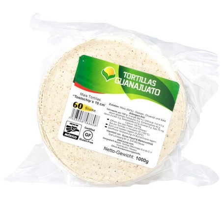 GUANAJUATO, Tostochips Tortillas de Maíz para Freir 1000g, Ø 15cm