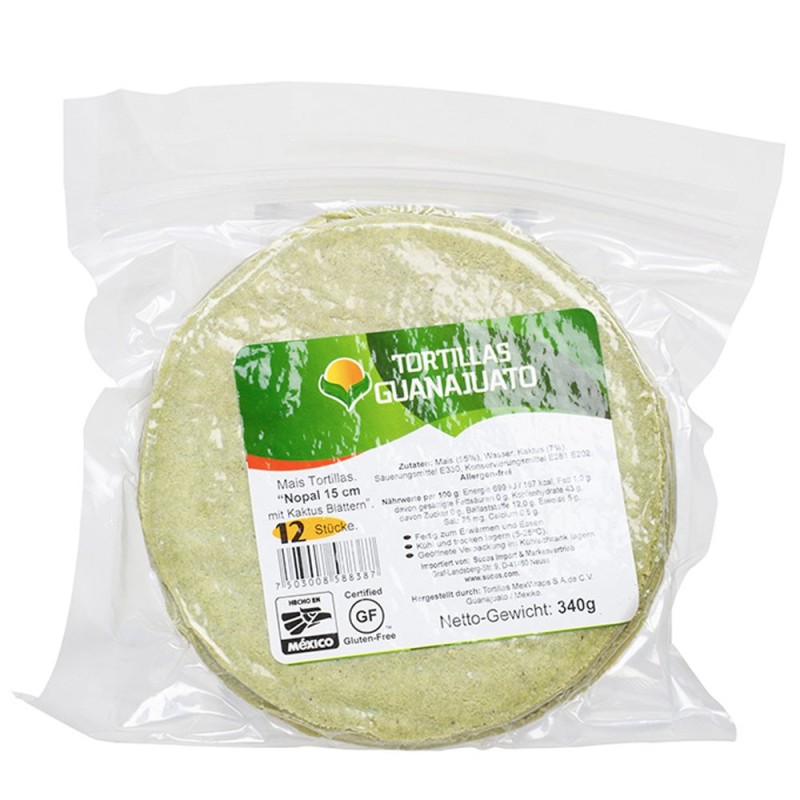 GUANAJUATO, Tortillas de Maíz con Cactus 340g, Ø 15cm