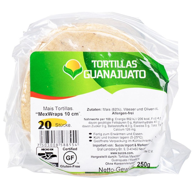 GUANAJUATO, MexWraps, Tortillas de Maíz 250g, Ø 10cm