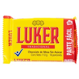 LUKER, Chocolate de Mesa Sin Azúcar 112g