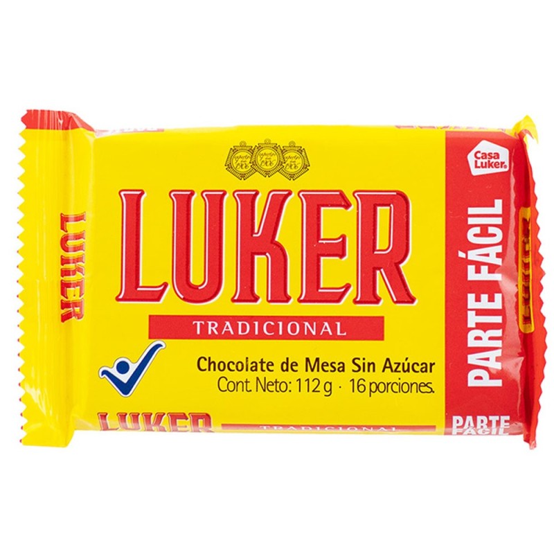 LUKER, Chocolate de Mesa Sin Azúcar 112g