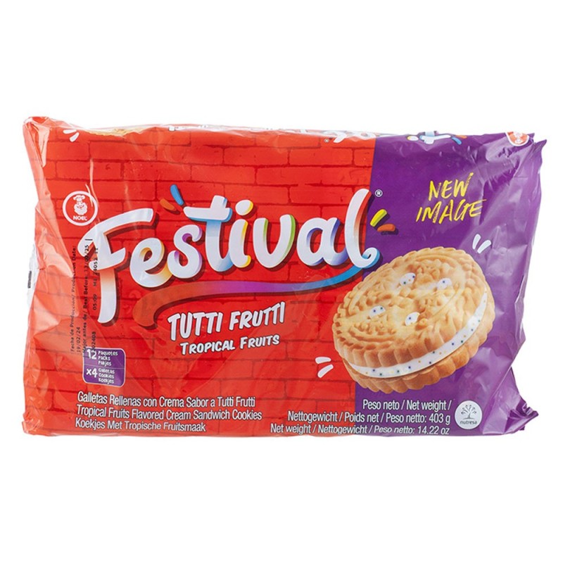 FESTIVAL, Galletas Tutti-Frutti, Frutas Tropicales 403g