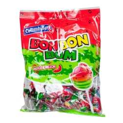 COLOMBINA Bon Bon Bum, Paletas Sabor Sandia Rellenas de Chicle 408g