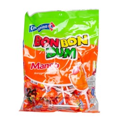 COLOMBINA Bon Bon Bum. Paletas Sabor Mango Rellenas de Chicle 408g