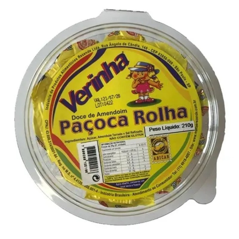 Verinha, Doce de Amendoim Pacoca Rolha 210g